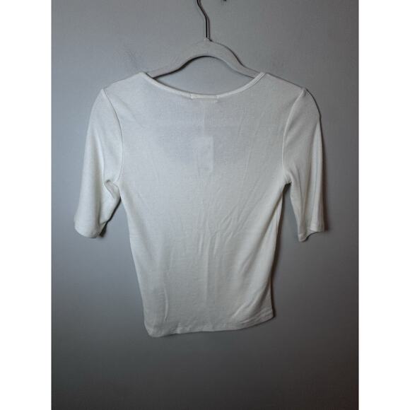 Marine Layer Lexi Rib White Ribbed Square Neck Tee Size S Tencel Blend NWT $54 - Picture 5 of 13